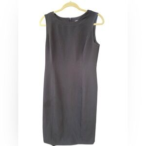 Kasper Classic Black Sheath Dress womens Size 4 Sleeveless Career Round Neck VTG